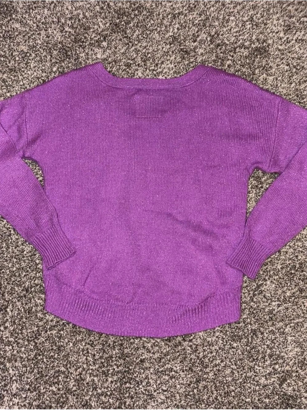 Y2K purple sweater with sequins and a zebra print design